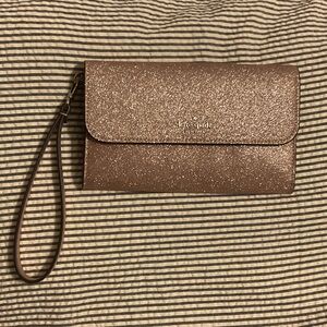 Kate Spade Glittery Rose Gold Wristlet